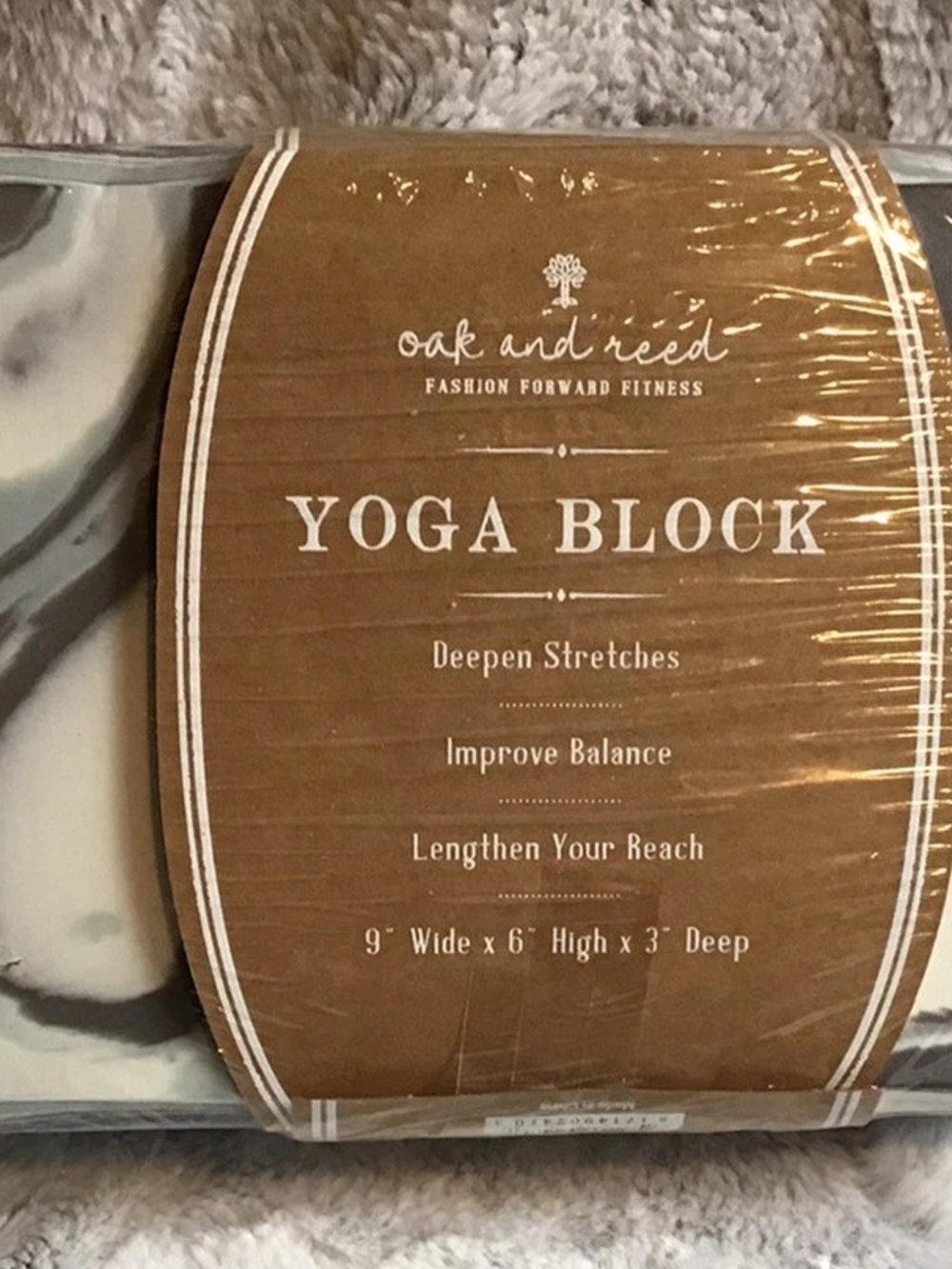 Oak & Reed Yoga Foam Block Fashion Forward Fitness 9" x 6" x 3" Gray Marble NEW